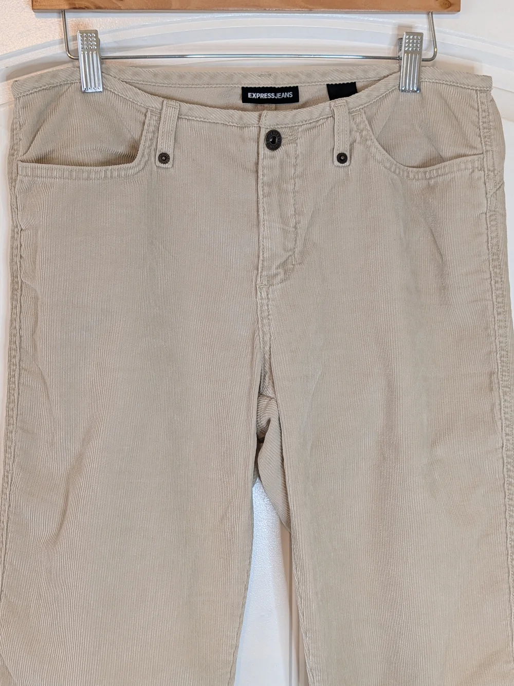 Vintage Y2K Express Jeans Khaki Beige Corduroy Straight Leg Pants